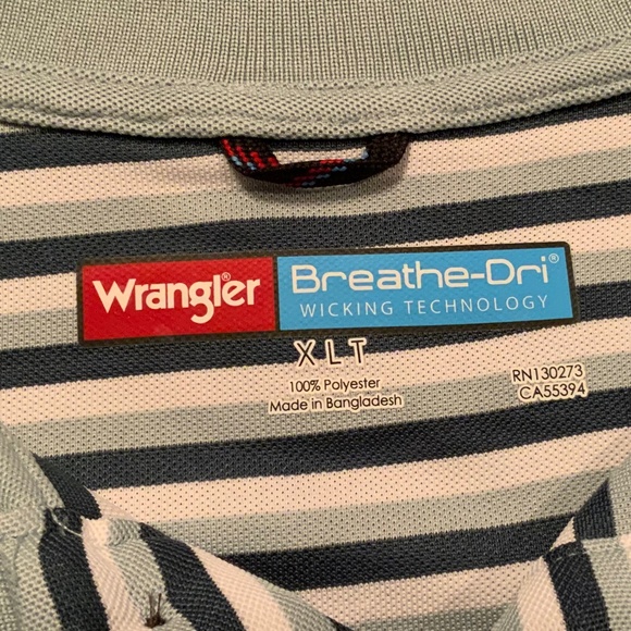 Wrangler Polo Shirt, Mens XLT, White/Blue/Navy Striped - Picture 4 of 4
